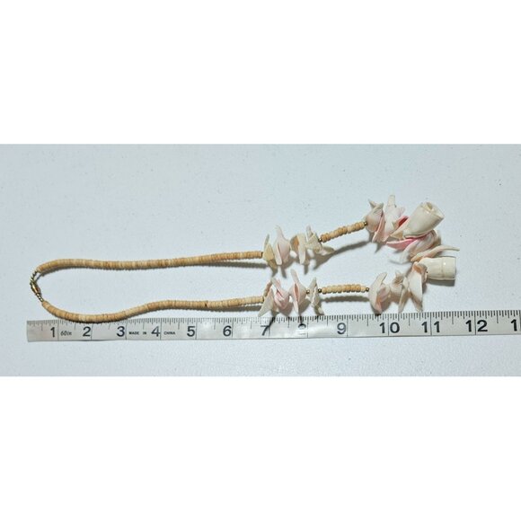 Vintage Hawaiian Shell Necklace Wood Beads Beach Core Seashell Fashion Jewelry - Picture 6 of 7